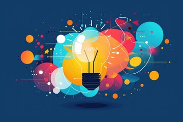 Light bulb with abstract overlapping circles and lines