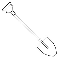 Shovel line art vector illustration