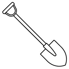 Shovel line art vector illustration