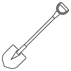 Shovel line art vector illustration