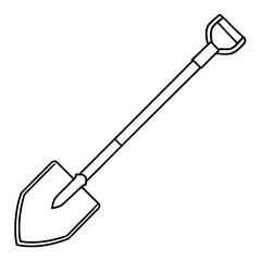 Shovel line art vector illustration