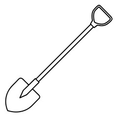 Shovel line art vector illustration