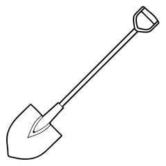 Shovel line art vector illustration