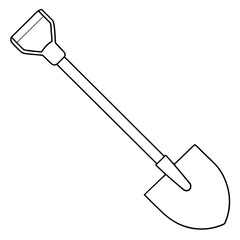 Shovel line art vector illustration