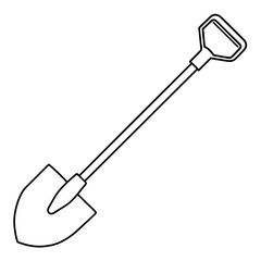 Shovel line art vector illustration