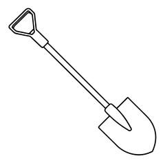 Shovel line art vector illustration