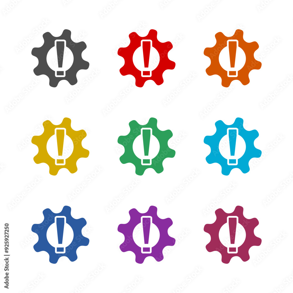Poster system error icon isolated on white background. set icons colorful