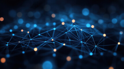 Abstract background with glowing dots and connections in blue color