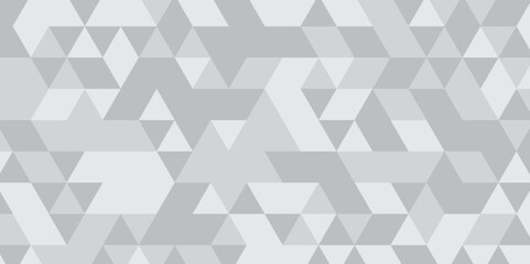 Fototapeta premium Abstract geometric white and gray background seamless mosaic and low polygon triangle texture wallpaper. Triangle shape retro wall grid pattern geometric ornament tile vector square element.
