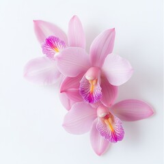 Close up of rosy beautiful orchid on an isolated white background