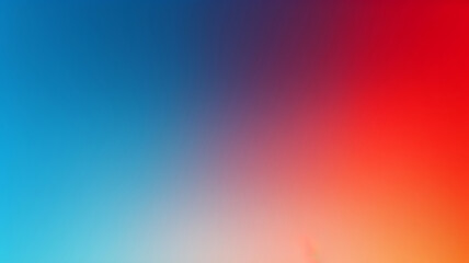 Realistic illustration blurred  grainy gradient color abstract background blue teal, red beige and orange noise texture cover design.