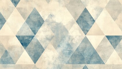 Fototapeta premium Abstract geometric pattern of beige and blue triangles.