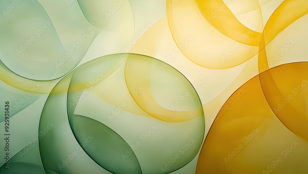 Poster abstract background with overlapping green and yellow shapes.