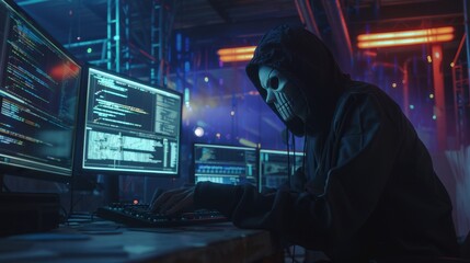 The masked hacker at work
