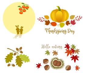 Autumn Leaves Rabbit Thanksgiving Pumpkin