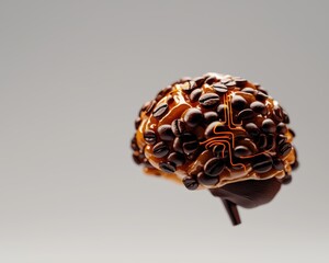A creative chocolate representation of a brain, featuring intricate details and a unique design, ideal for food art concepts.
