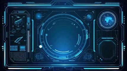 Fototapeta premium Circuit Board Technology Background. Blue Abstract Data Transfer Design Illustration.