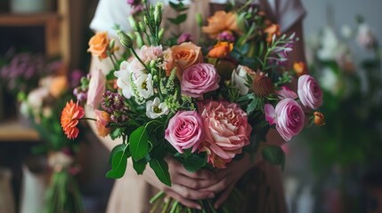 person with a bouquet of flowers	