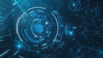 Circuit Board Technology Background. Blue Abstract Data Transfer Design Illustration.