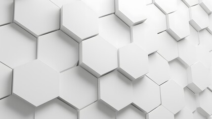 Fototapeta premium A white hexagon geometric background, featuring a minimal honeycomb pattern with clean lines and subtle shadows to create a sleek, modern wallpaper.