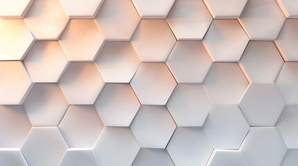 Fototapeta premium A white hexagon background, featuring a minimalistic honeycomb pattern with soft shadows and clean lines for a refined look.