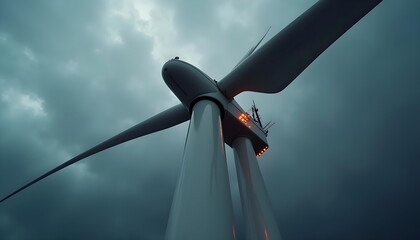Wind Turbine Against Stormy Sky