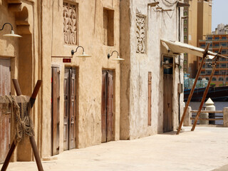 Array of Traditional arab houses in the old town Dubai