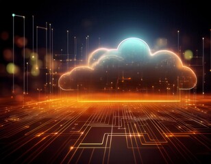 Cloud computing concept.Abstract cloud connection technology background.. Generated image