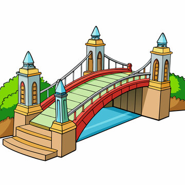 cartoon bridge over water clip art preview