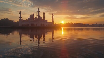 Fototapeta premium Sunset Reflections at Putra Mosque