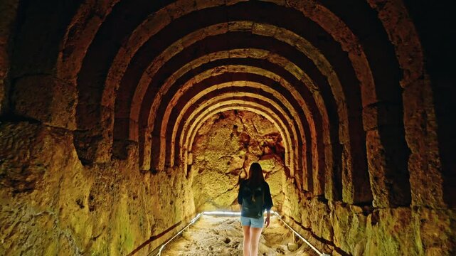 Panoramic view of the Necromanteion Acheron in Greece.
Archeological site of an ancient greek mythological underworld.