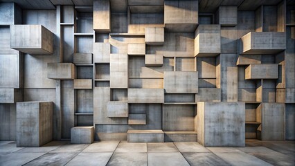 Subdued brutalist geometric backdrop with multiple copy space areas , brutalist, geometric, backdrop, cement