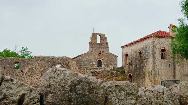 Panoramic view of the Necromanteion Acheron in Greece.
Archeological site of an ancient greek mythological underworld.