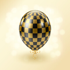 Black Gold balloon. Luxury realistic balloons. Checkered pattern.