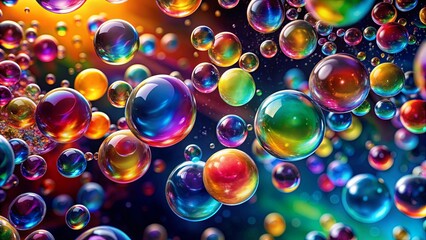 Naklejka premium Abstract background with colorful bubble drops , vibrant, abstract, background, colors, bubbles, liquid, texture, pattern