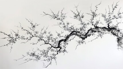 Sumi-e ink painting capturing the serene beauty of a traditional Japanese