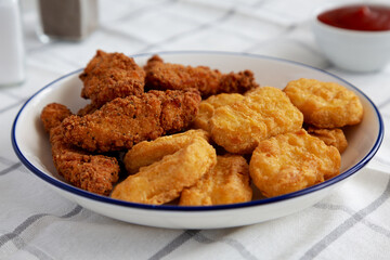 Homemade Chicken Strips and Nuggets with Ketchup