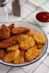 Homemade Chicken Strips and Nuggets with Ketchup