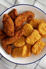 Homemade Chicken Strips and Nuggets with Ketchup