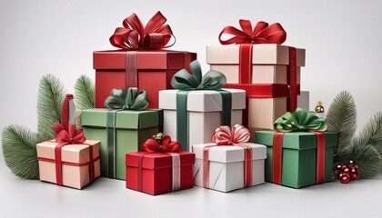 Obraz premium A pile of wrapped presents for Christmas