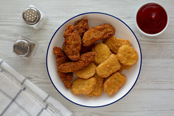 Homemade Chicken Strips and Nuggets with Ketchup