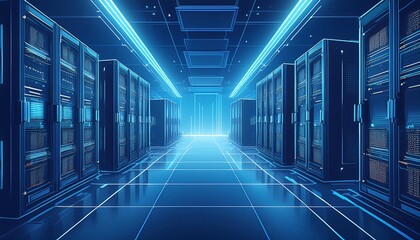 Fototapeta premium A server room with dozens of computers