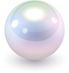 Pearl, sphere with iridescent colors, 3D illuminated ball.