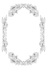Symmetric Ornamental vector of frame or border with flowers or scrolls work