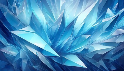 An abstract background resembling a close-up view of crystalized ice, with sharp, angular patterns and cool, translucent colors