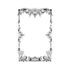 Symmetric Ornamental vector of frame or border with flowers or scrolls work
