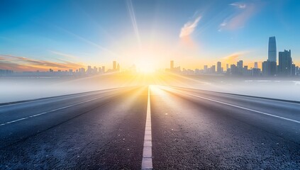 Fototapeta premium A road with a city in the background