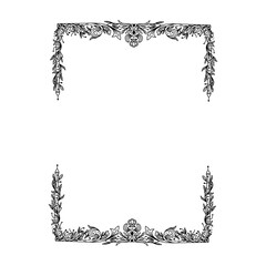 Symmetric Ornamental vector of frame or border with flowers or scrolls work