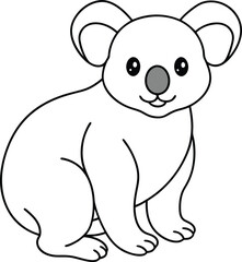 An outline illustration of a koala, clinging to a tree branch, drawn with simple and soft lines on a white background.
