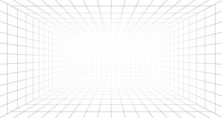 Abstract 3d perspective indoor wireframe vector design. Vector illustration.